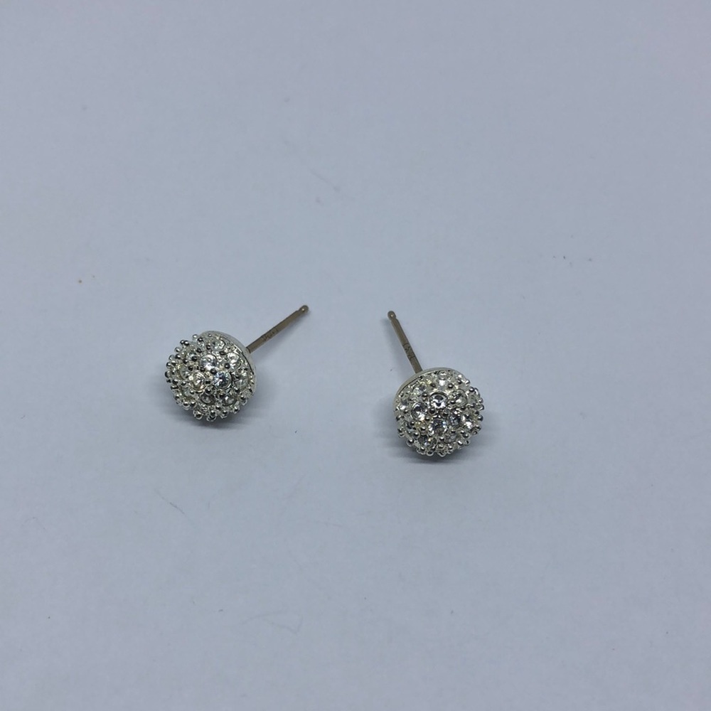 STERLING silver 925 small elegant post-stud dazzling disco ball crystal earrings